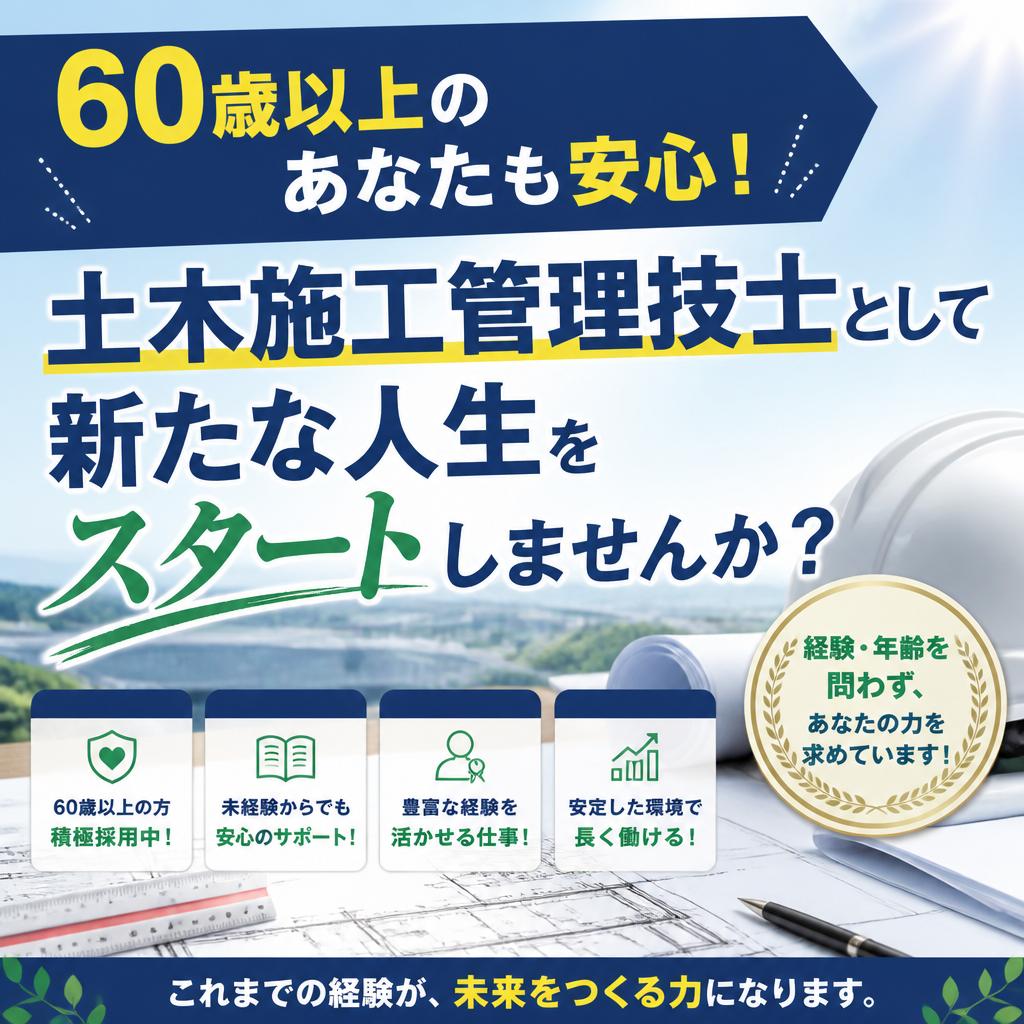 60歳以上のあなたも安心！土木施工管理技士として新たな人生をスタートしませんか？