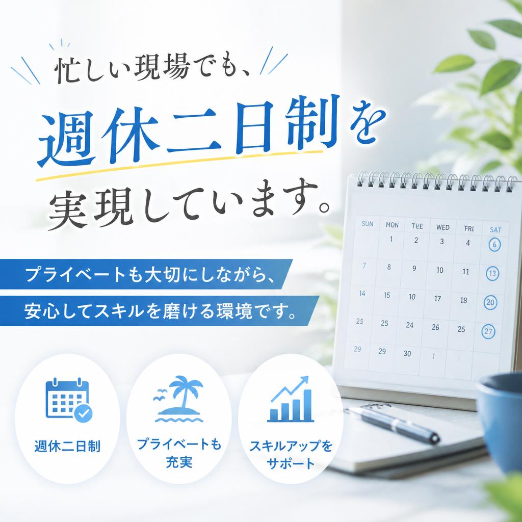 週休二日制で働きやすさを追求