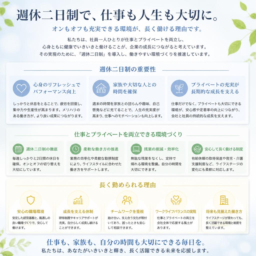 4. ワークライフバランスを支える週休二日制