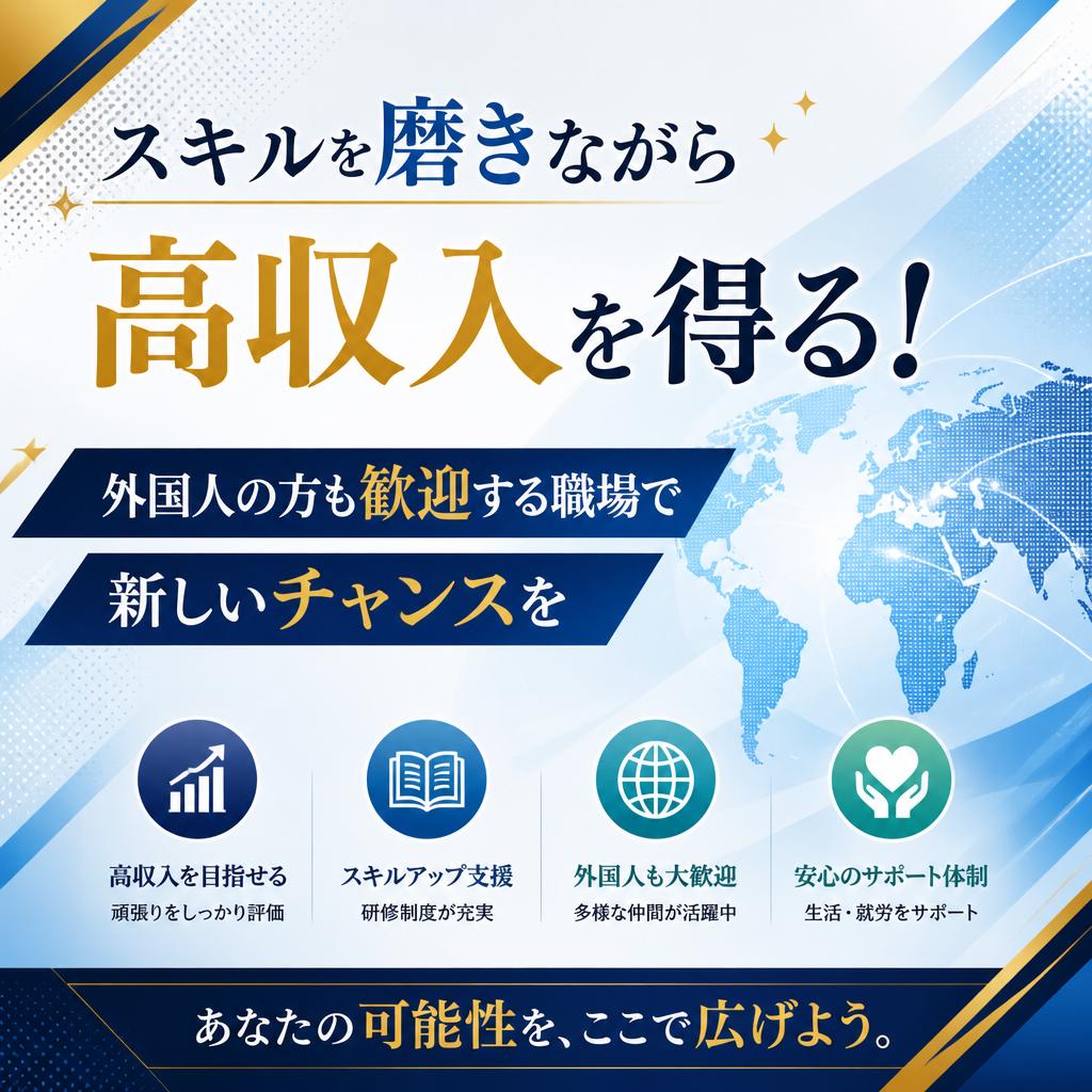 スキルを磨きながら高収入を得る！外国人の方も歓迎する職場で新しいチャンスを