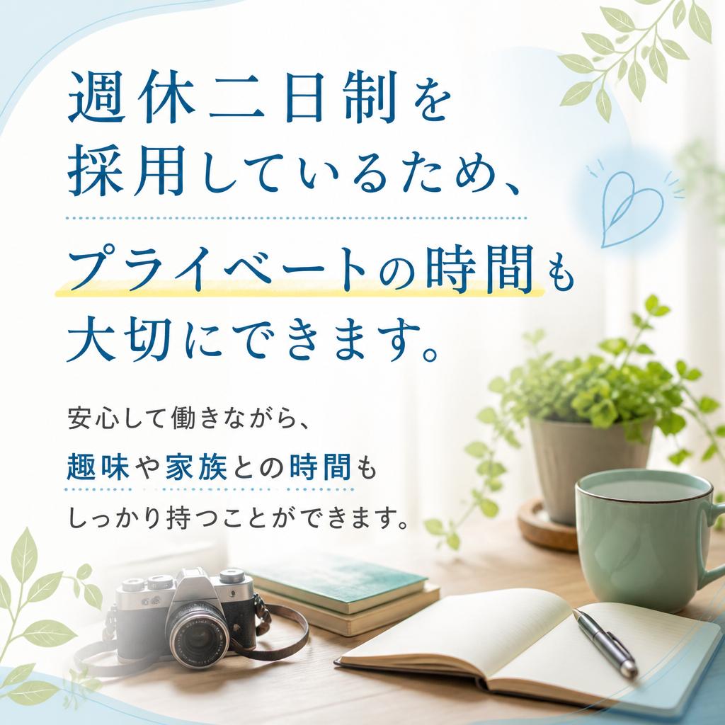 週休二日制でプライベートも充実