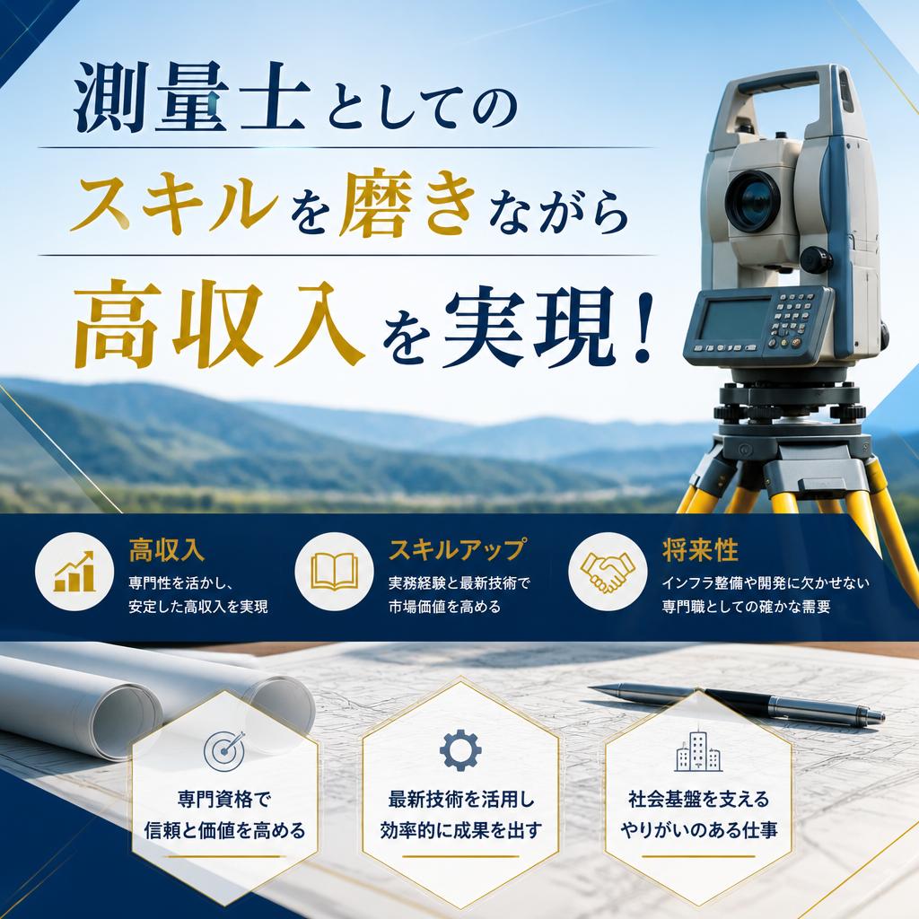 測量士としてのスキルを磨きながら高収入を実現！