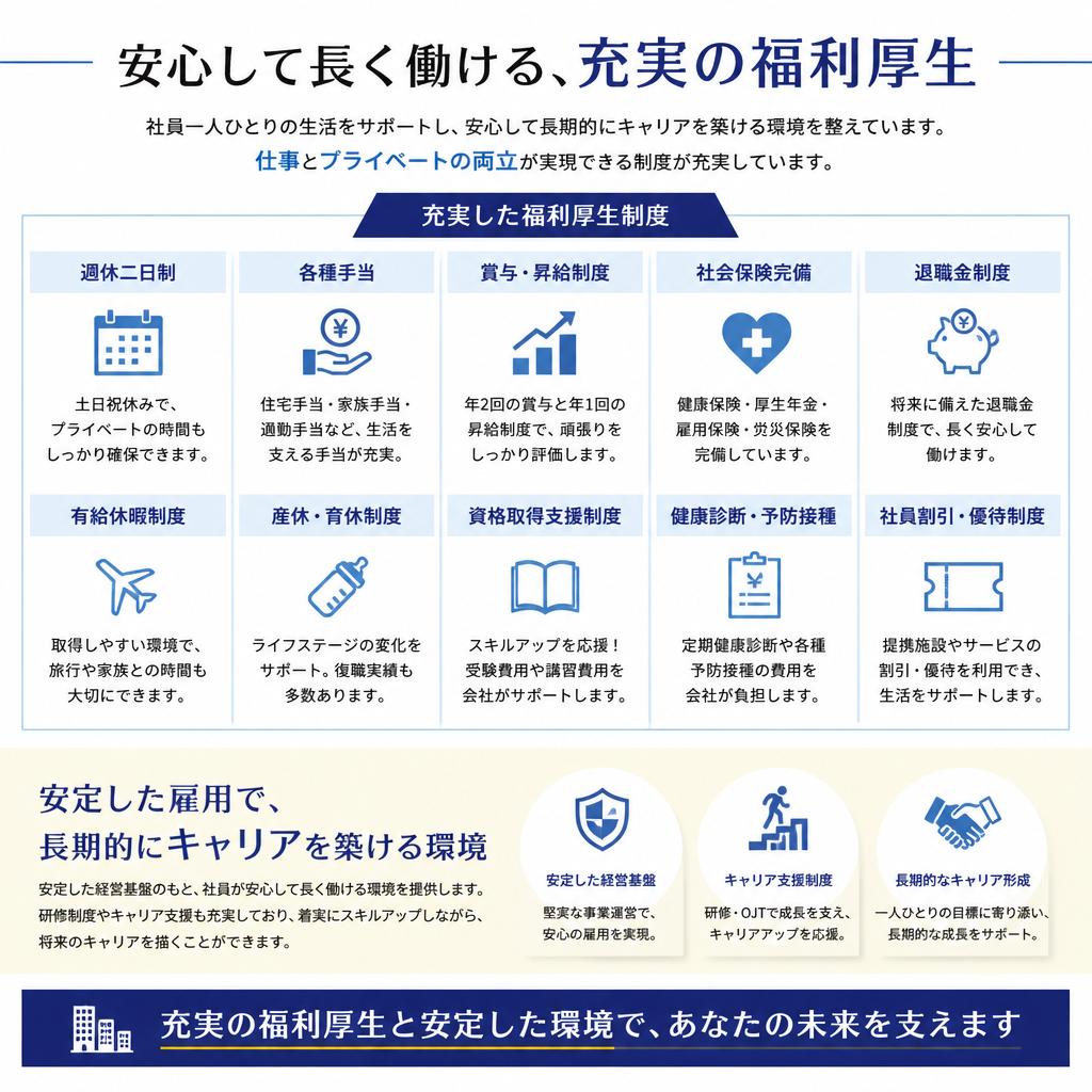 3. 安定した職場と充実の福利厚生