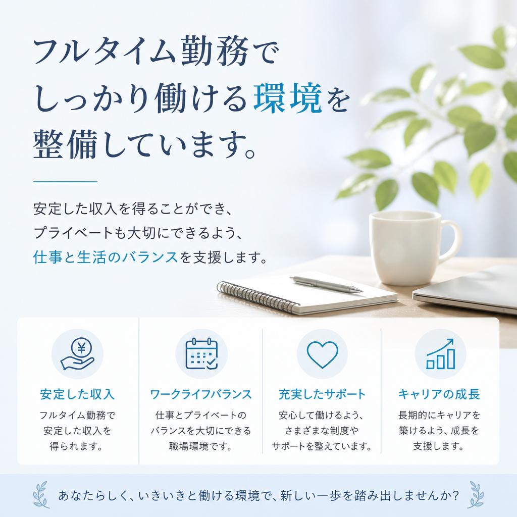 フルタイム勤務で収入安定