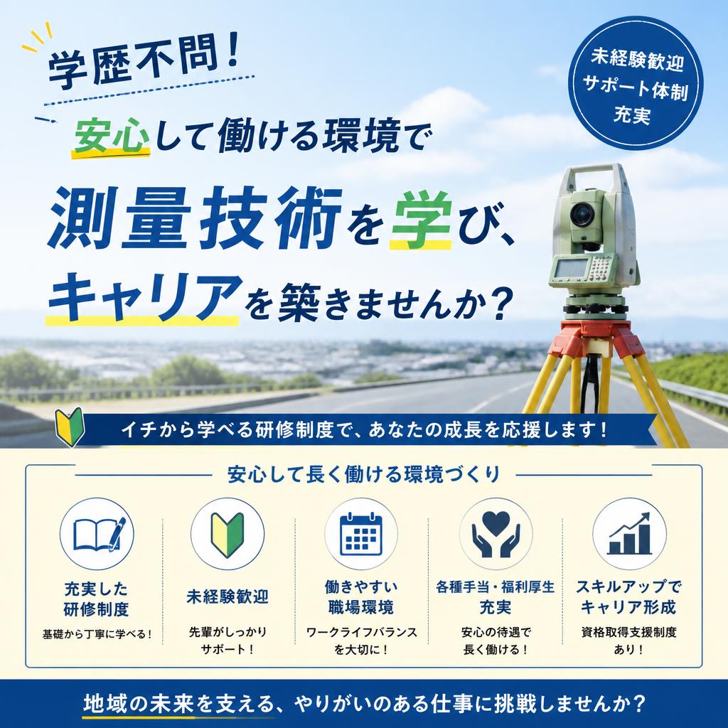 学歴不問！安心して働ける環境で測量技術を学び、キャリアを築きませんか？
