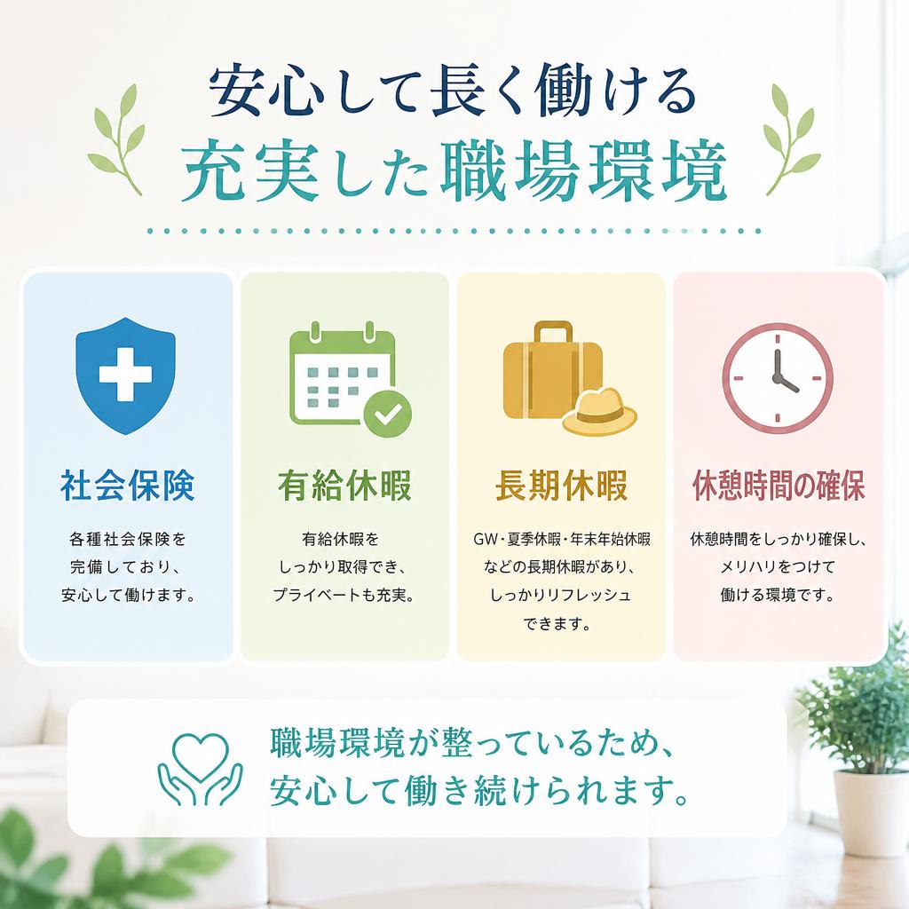 充実の福利厚生で快適な職場