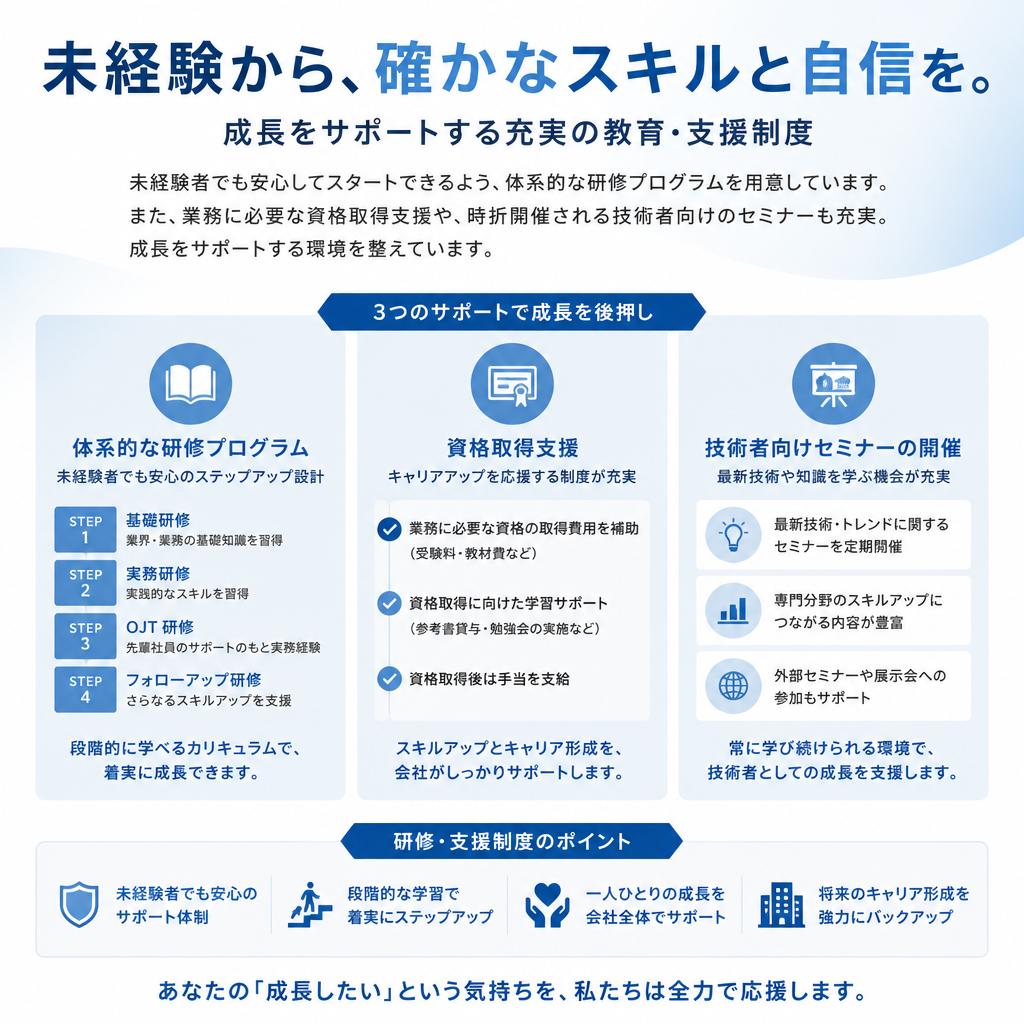 充実した研修制度とサポート体制