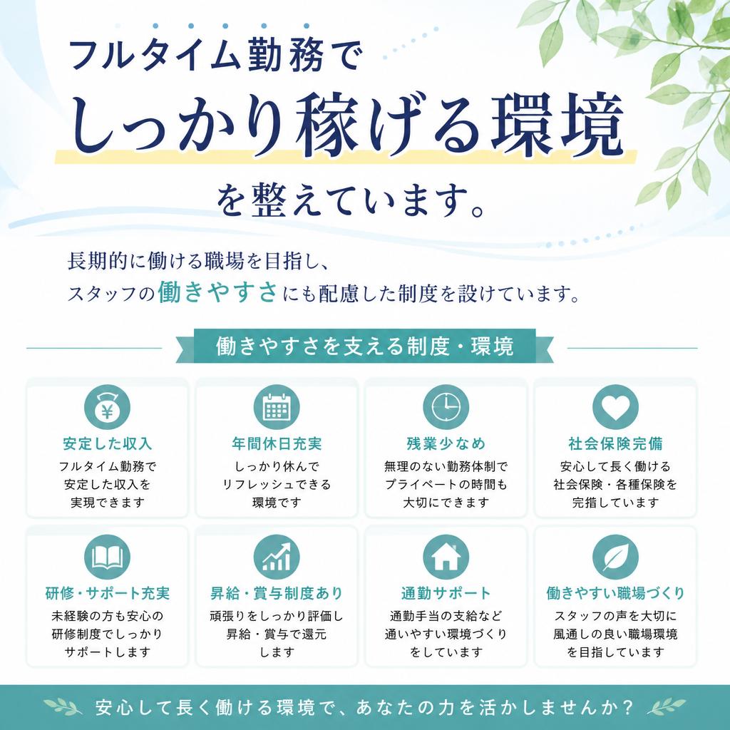 フルタイム勤務で安定した生活を確保