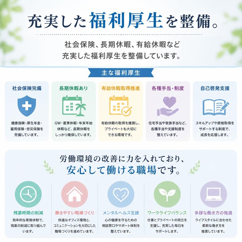 充実した福利厚生と職場環境