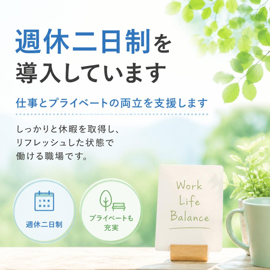週休二日制でプライベートも充実