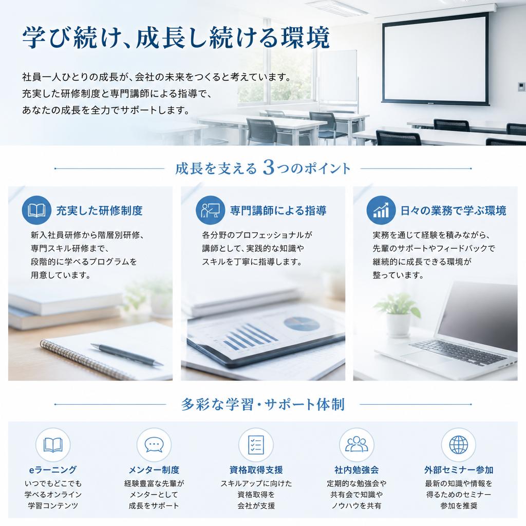スキルアップの機会が豊富