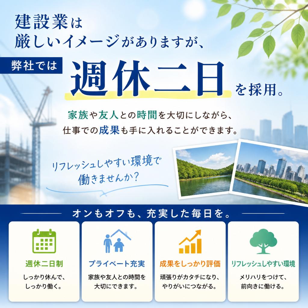 週休二日制度でプライベートも充実