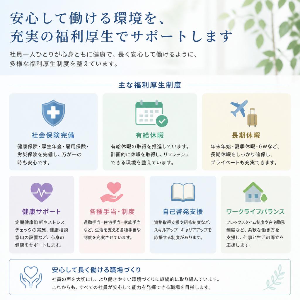 安心の福利厚生でサポート