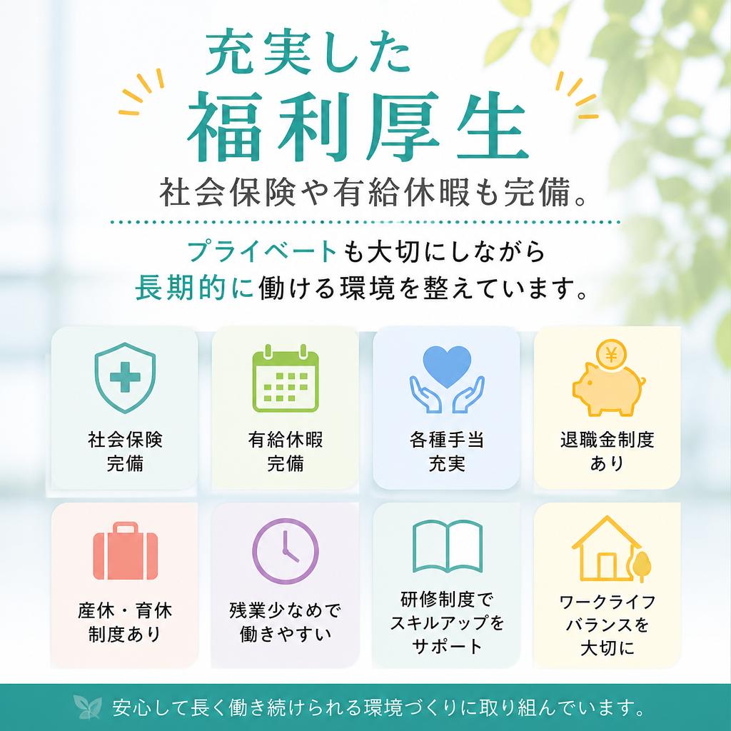 安心の就業環境と福利厚生