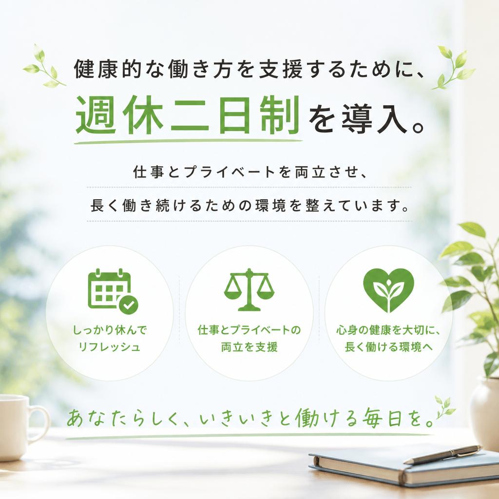 週休二日制で充実したプライベートを