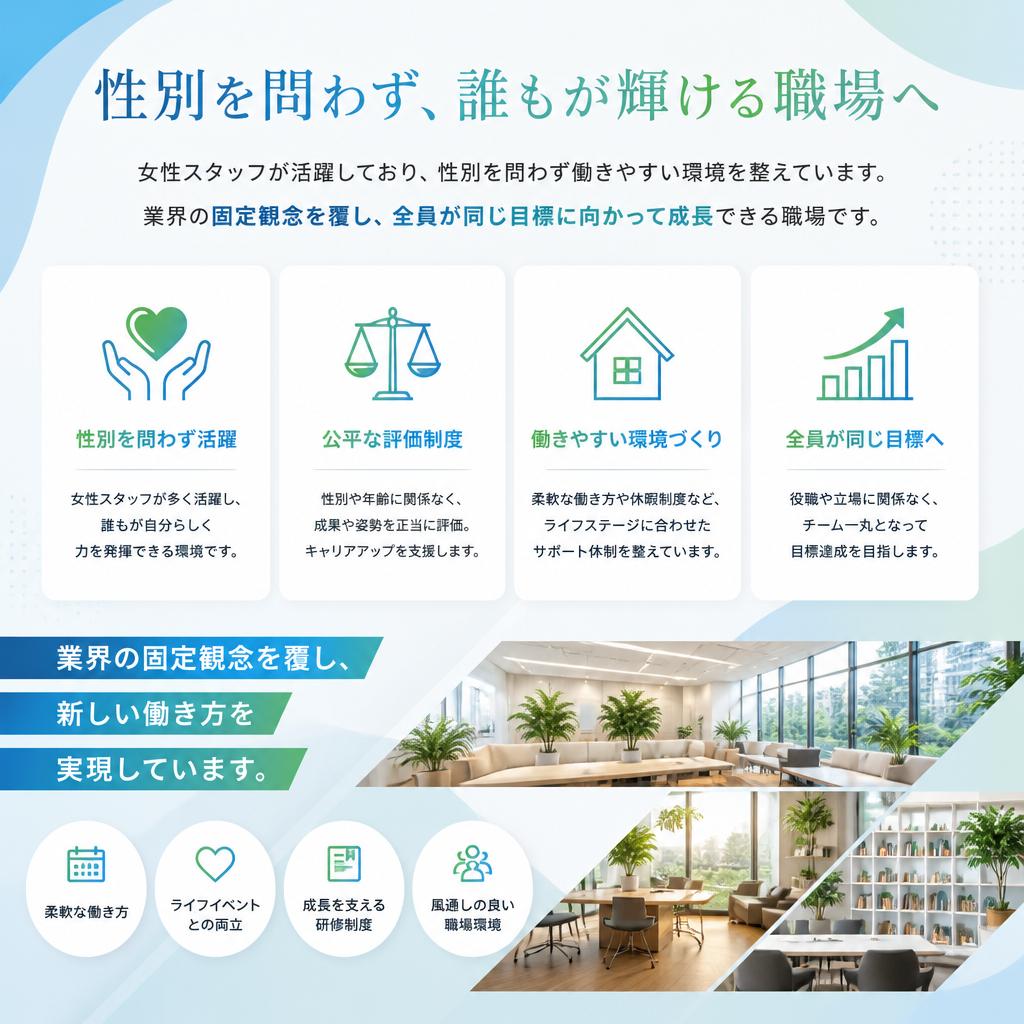 女性でも安心!多様な働き方に対応