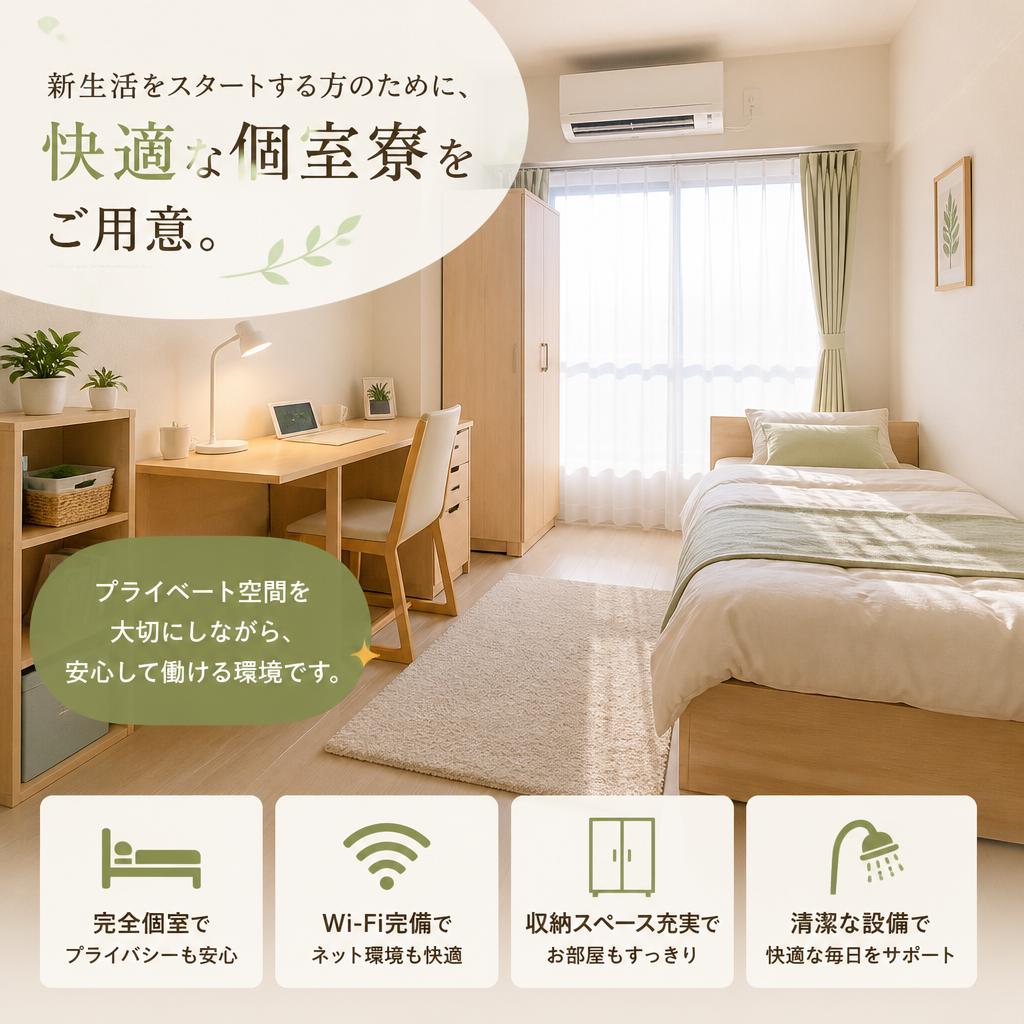 快適な個室寮完備