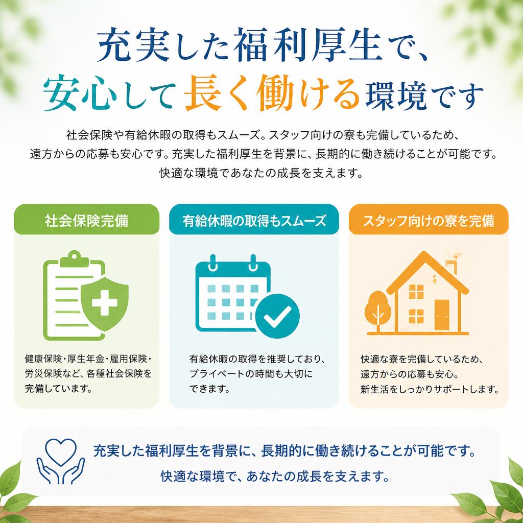 充実した福利厚生で安心サポート