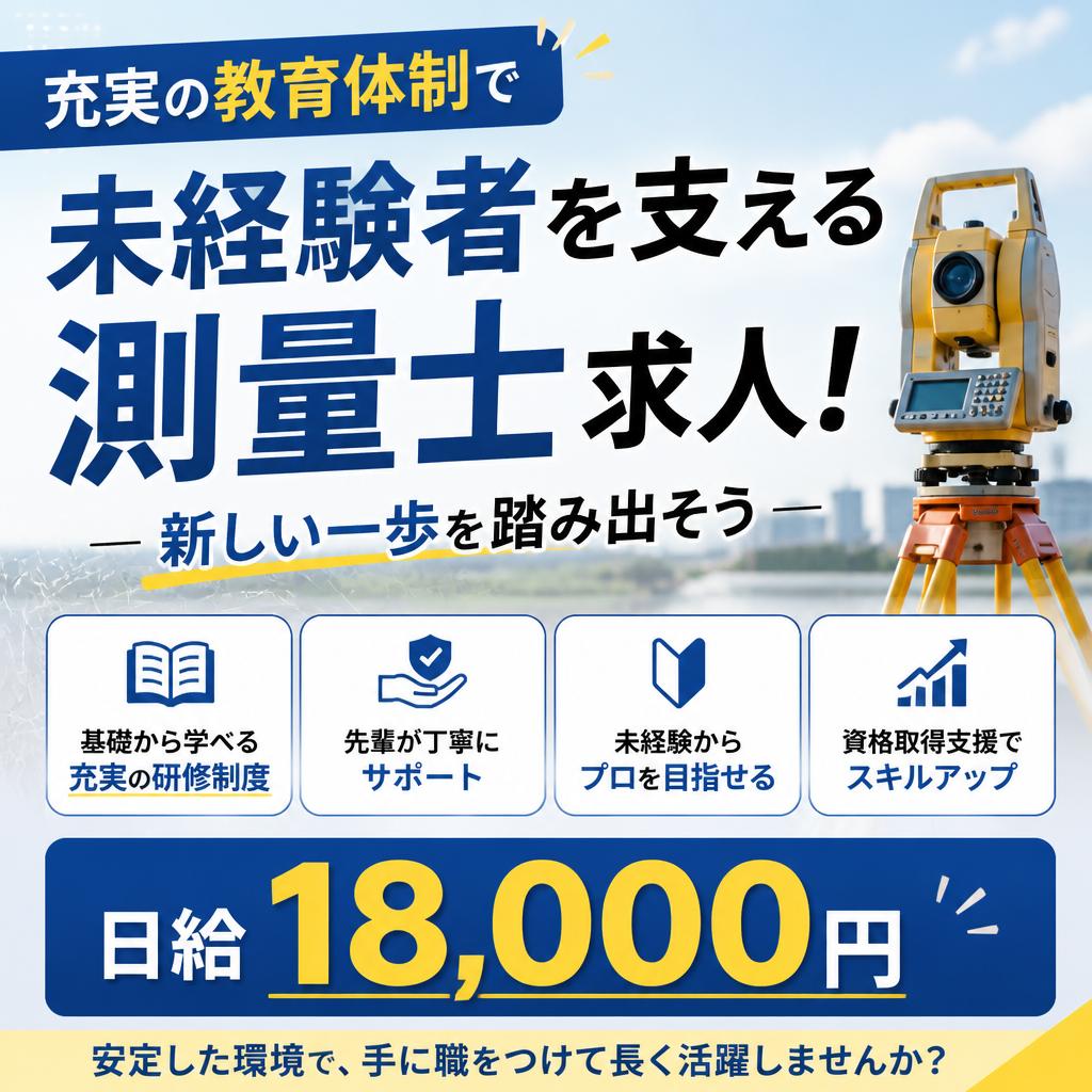 充実の教育体制で未経験者を支える測量士求人！日給18000円で新しい一歩を踏み出そう