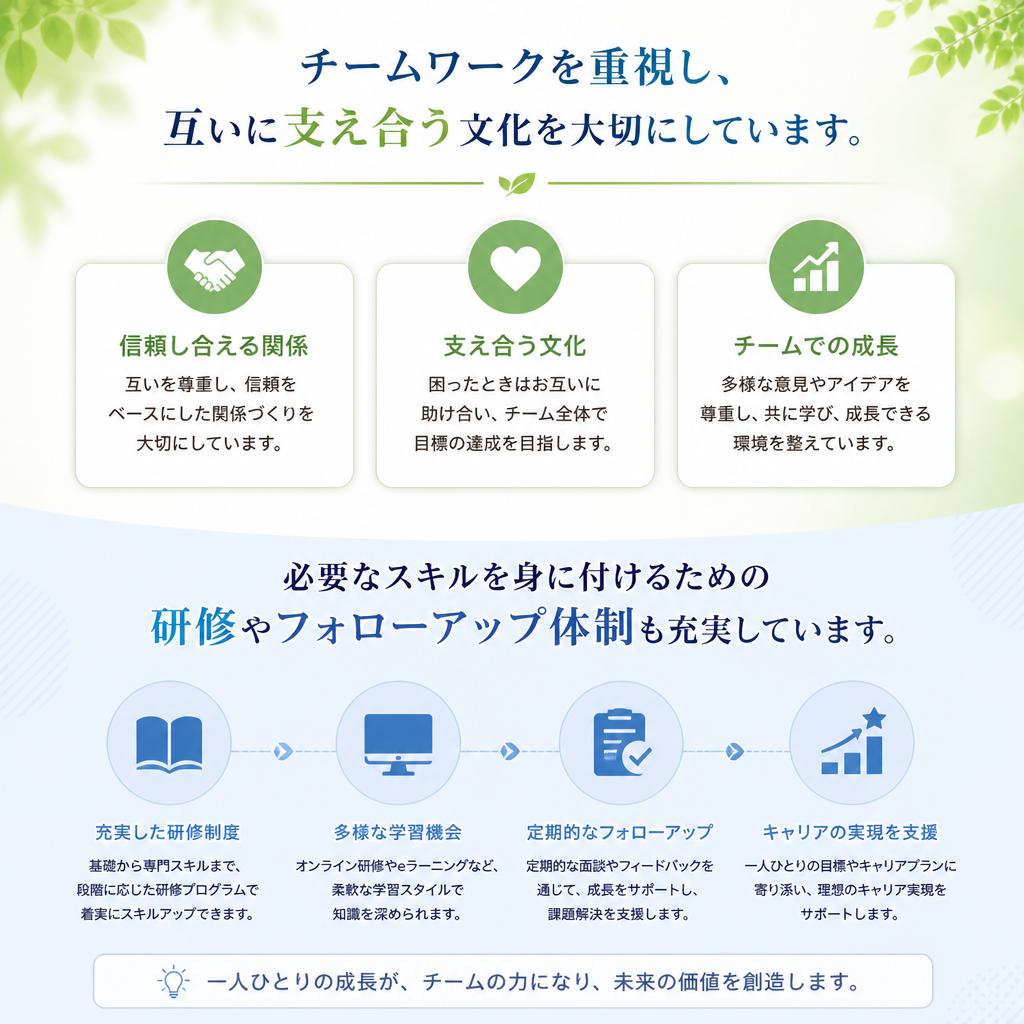温かい企業文化で成長を促す
