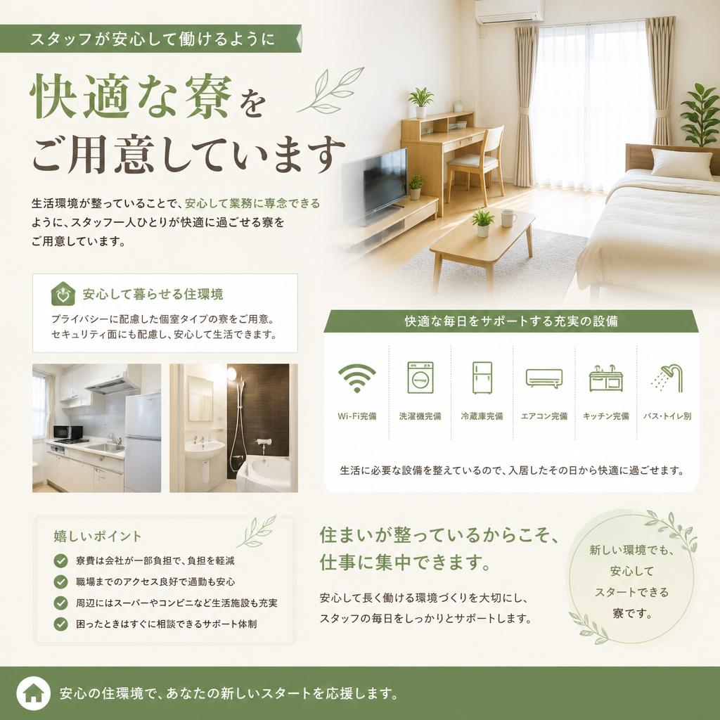 2. 快適な寮完備