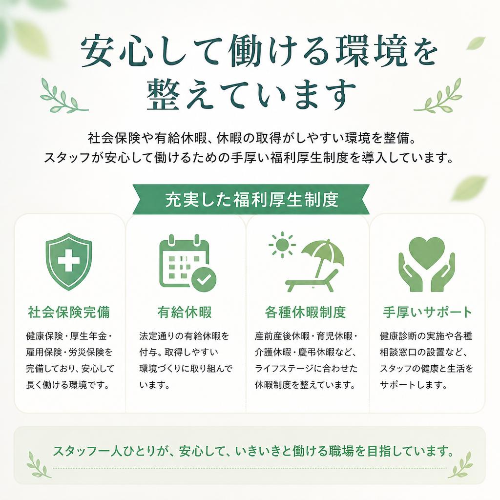 充実した福利厚生で安心サポート