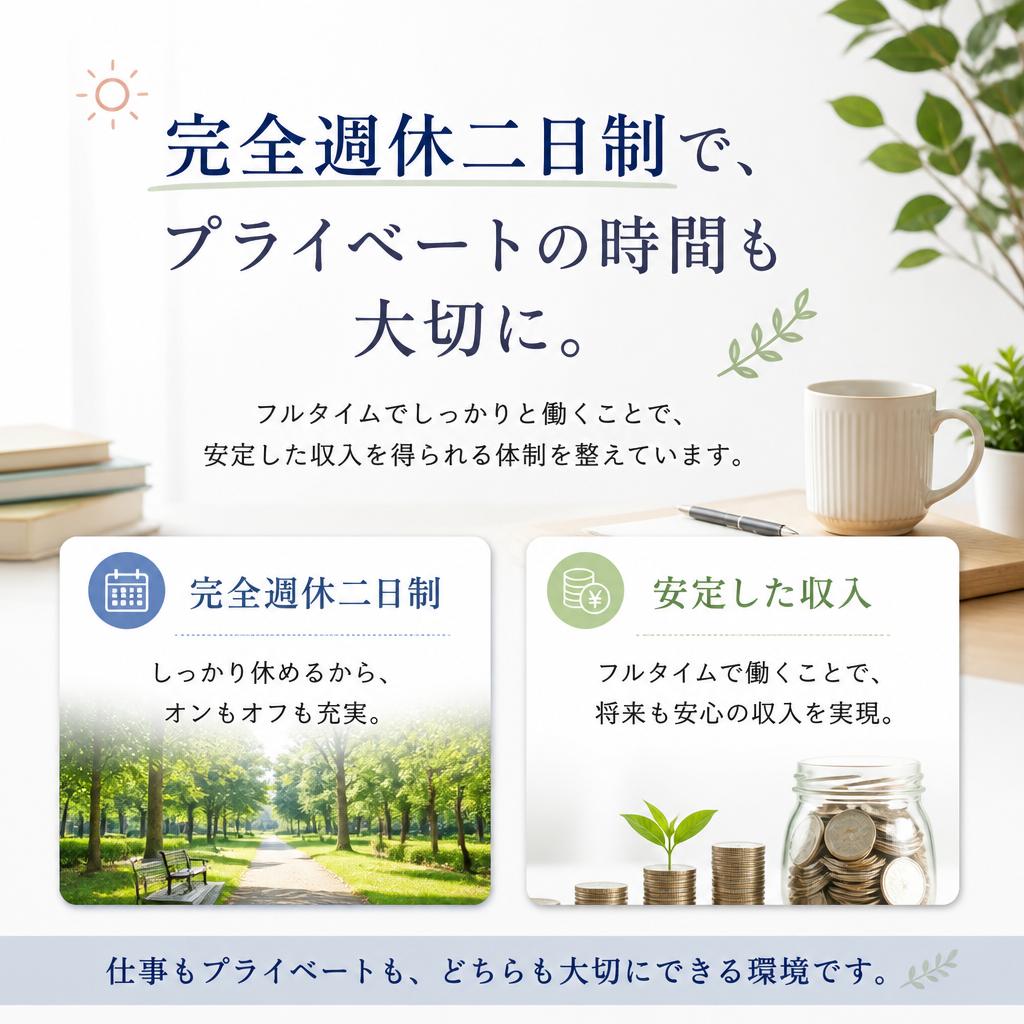 フルタイムでの安定した働き方