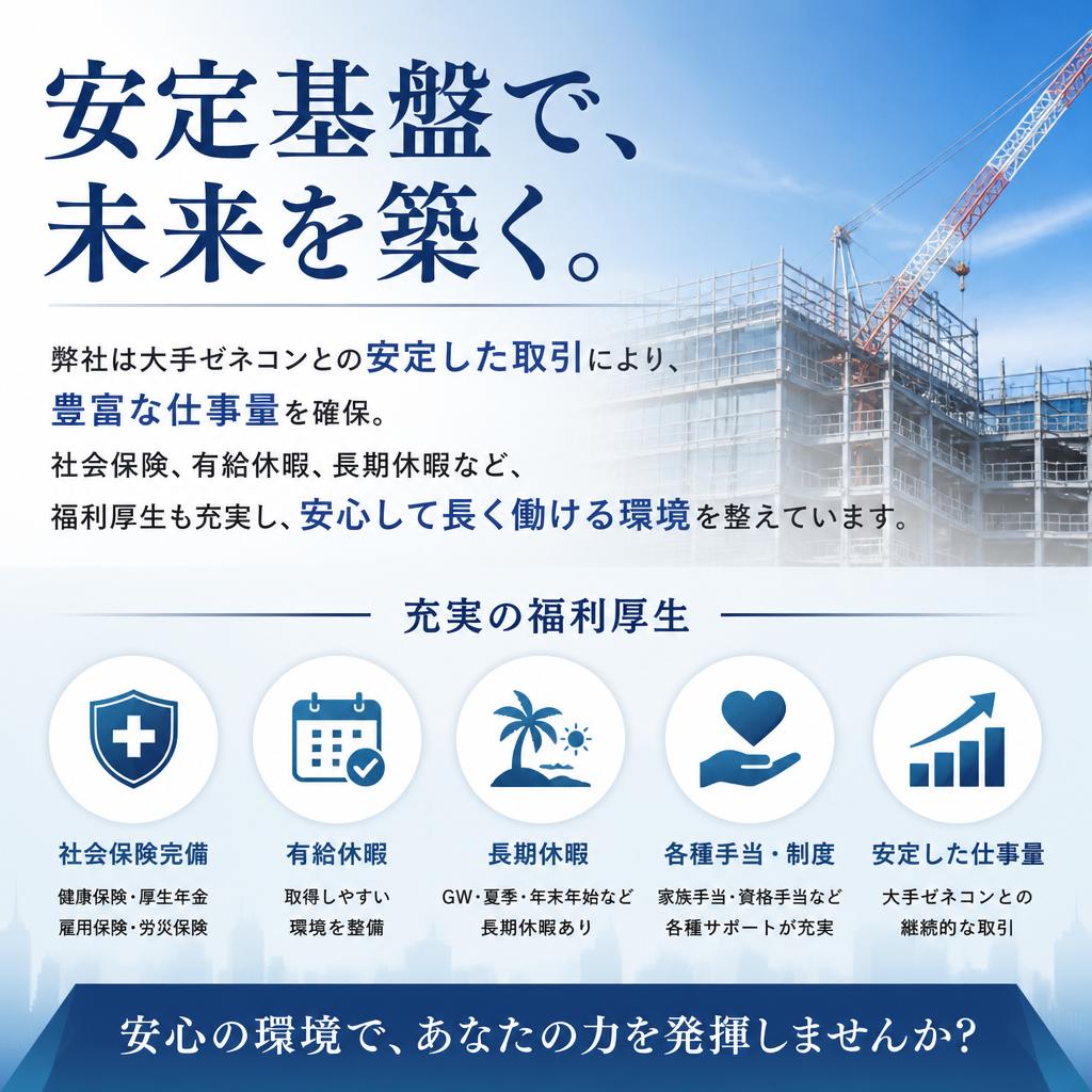 安定した仕事と充実した福利厚生
